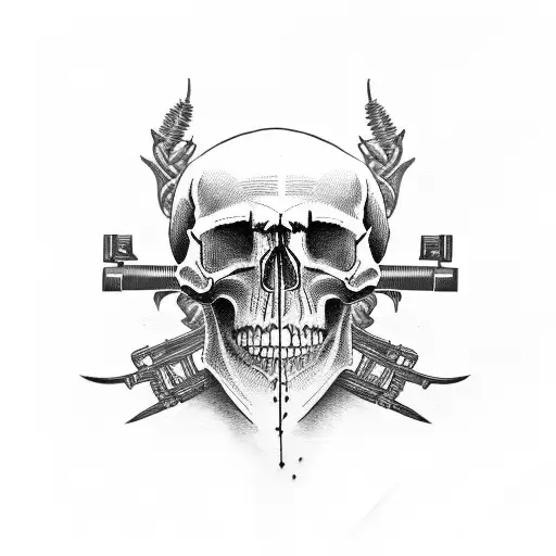 Skull And Crossed Pistol Gunslinger