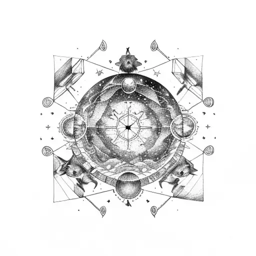 A Celestial Map With Gemini Constellation And Hidden Raccoon Elements