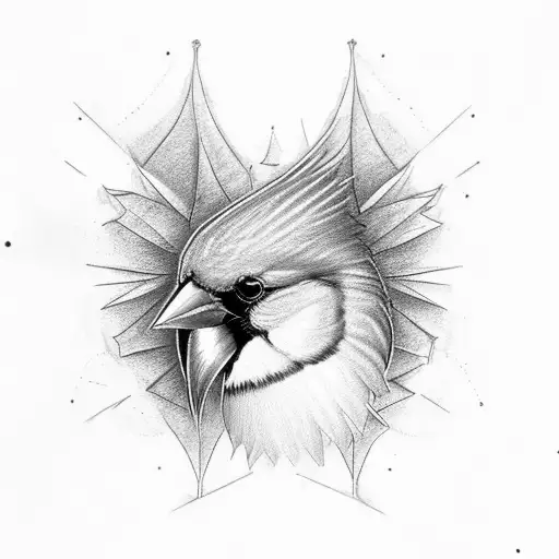 Red Cardinal Bird Sitting Atop A Skull