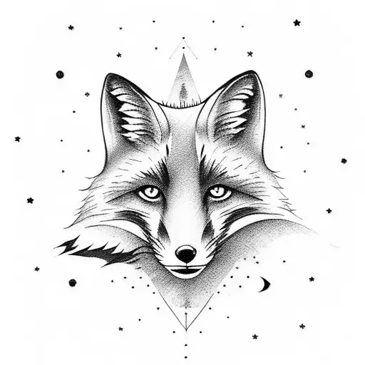 Silhouette Of Fox Looking At A Night Sky