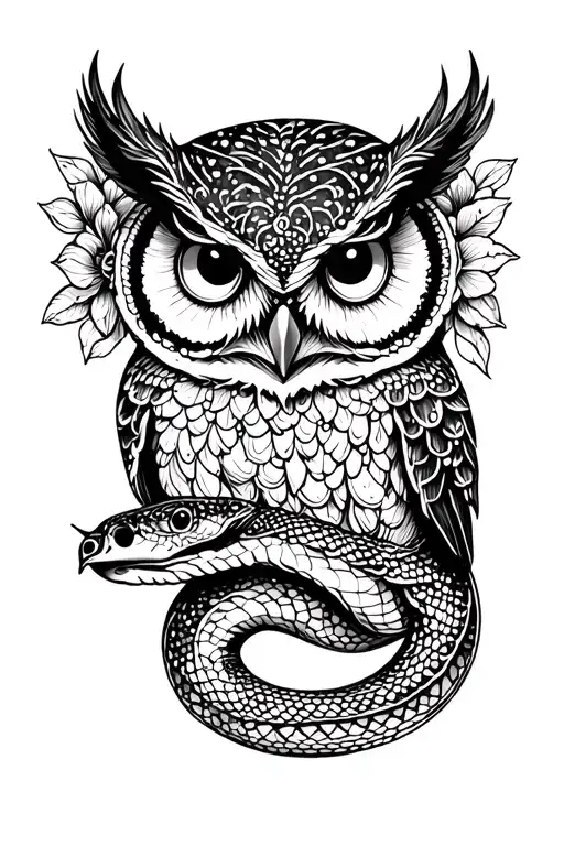 Owl And Snake Floral