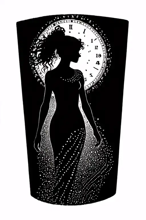 Woman Silhouette And Time Running