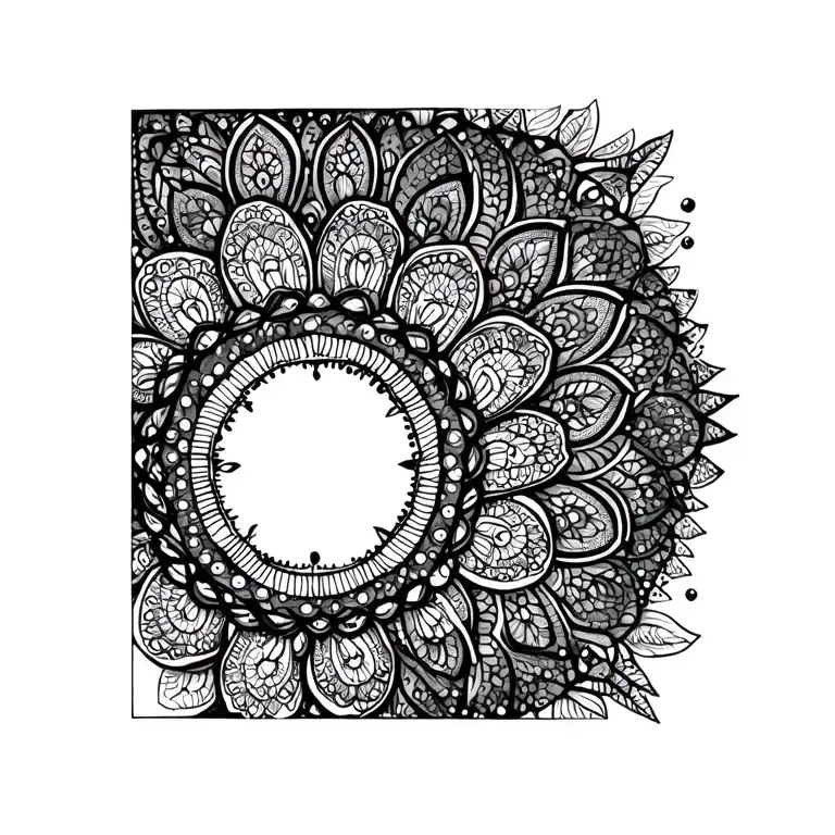 Line And Dotwork Mandala Design Incorporating Elements