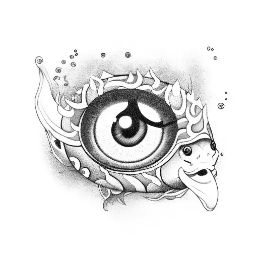 Eye With Koi Fish Swimming Around Inside Of It Making The Ting Yang
