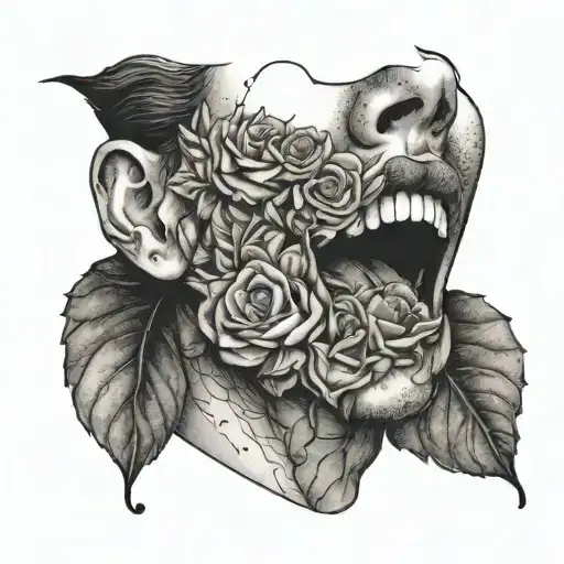 Person With A Rose In The Mouth