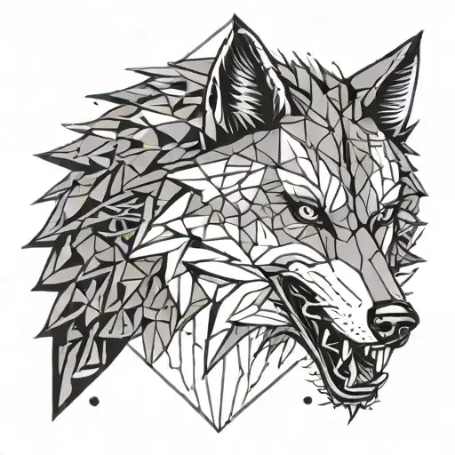 Harley Davidson Logo Incorporated Into A Geometric Wolf Design