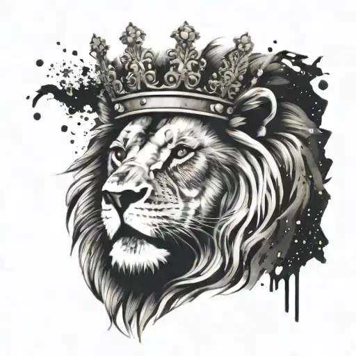 A Graffiti-inspired Lion Roaring With A Crown On Its Head