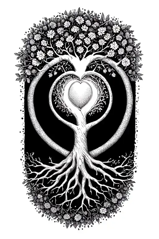 Tree Of Life In The Circle Of Love Tattoo Design