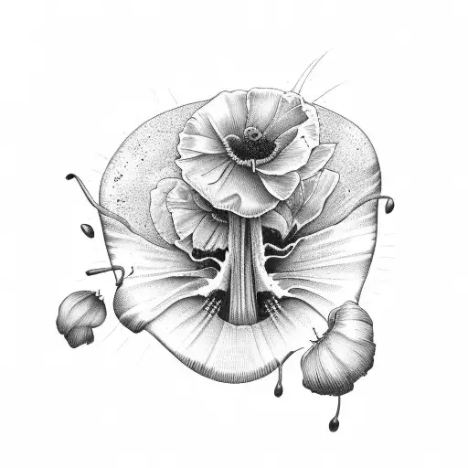 Poppies Growing Through Skull