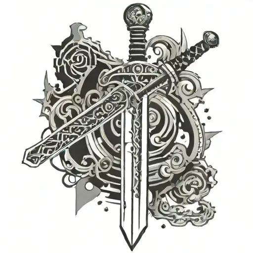 A Sword Made Out Of Computer Code With A Virus Spreading From The Blade