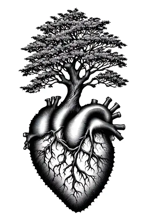 Spiritual Tree Growing Out Of Small Open Heart