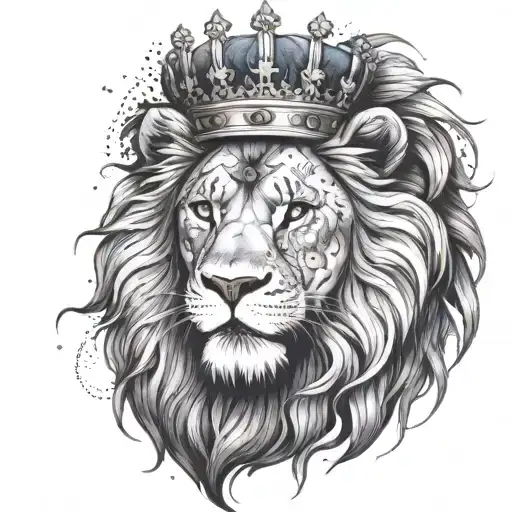 A Graffiti-inspired Lion Roaring With A Crown On Its Head