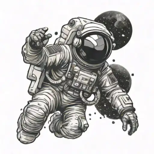 Sad Astronaut Lost In Space In Horizontal Pic