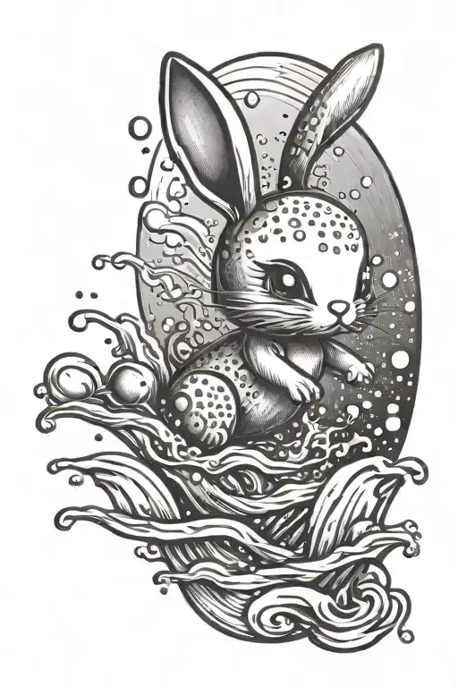 Chibi Bunny Jumping Through Water