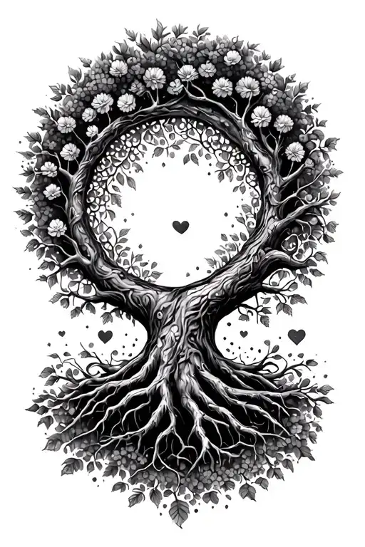 Tree Of Life In The Circle Of Love Tattoo Design