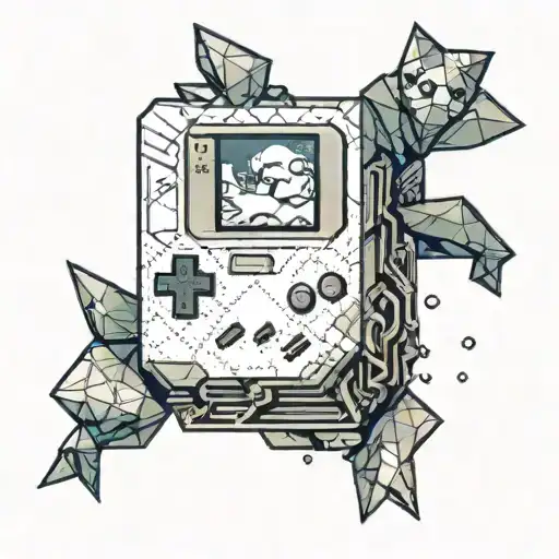 An Origami-style Gameboy With Pokemon Characters On The Screen