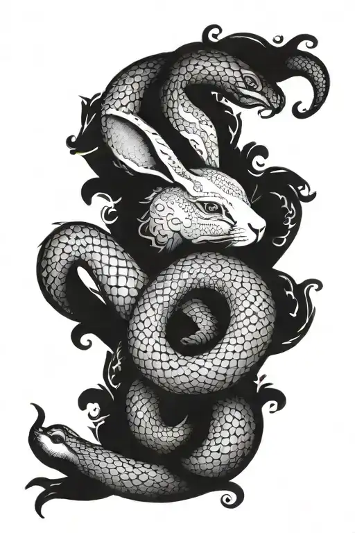 Rabbit And Snake Zodiac Symbol