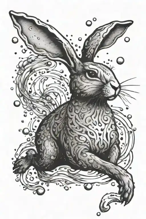 Rabbit Zodiac Jumping Through Water