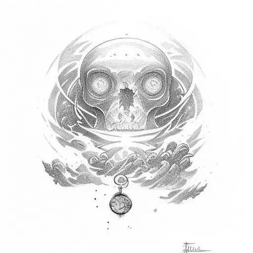 Tatuaje De Brujula Y Reloj De Arena Con Un Atardecer Y La Frase Time To Travel