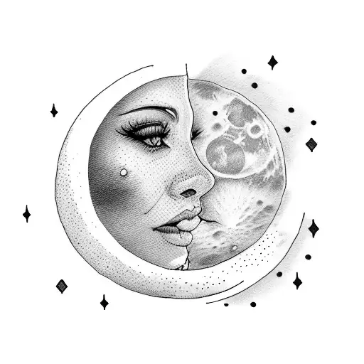 Woman Kissing The Moon