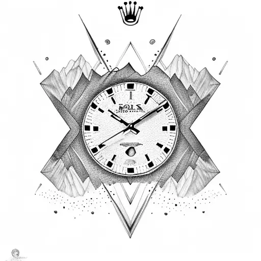 Rolex Clock With Mountains