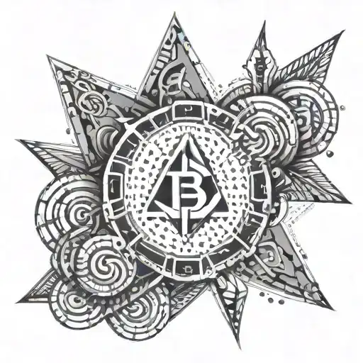 A Tattoo Design Combining Elements Of Money And Crypto With A Sleek And Modern Aesthetic