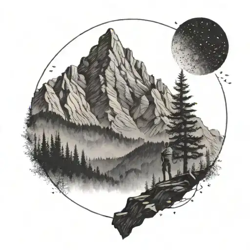 Man Alone Atot A Mountain Peak