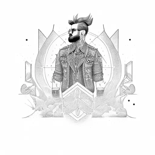 Border Colie And Biker Guy