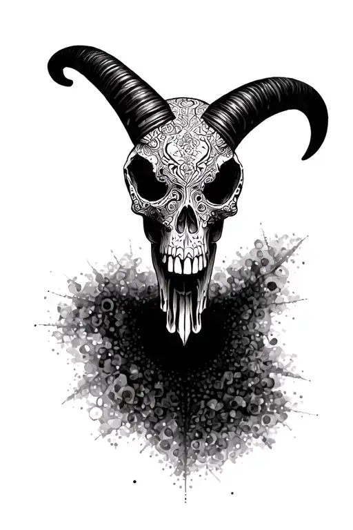 Long Horn Skull Calavera Pattern Inspired