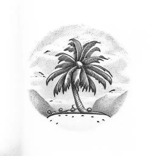 Palm Tree With Landscape