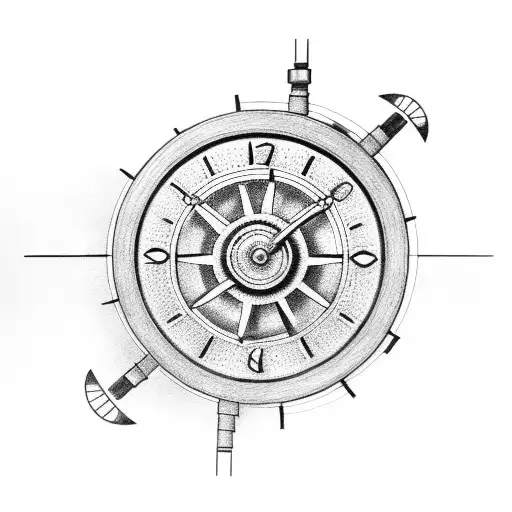 Train Wheel With Clock And Gears