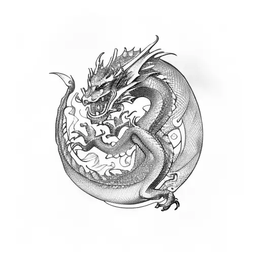 Dragon Guarding Two Crystal Points