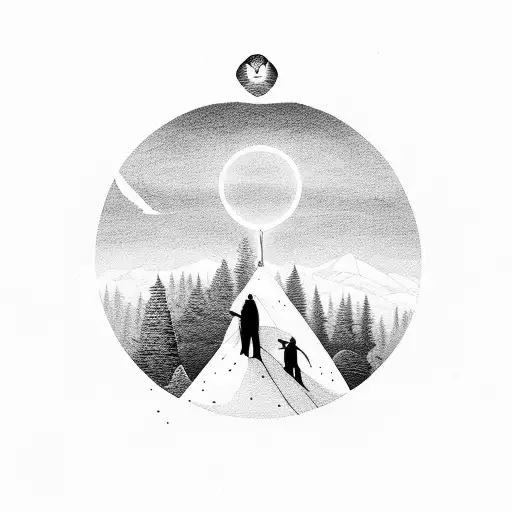 Solitary Figure In Mountain Top Surrounded By Halo Of Light