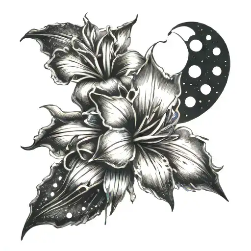 Gladiolus And Larkspur No Stems With Manadala And Moon Phases