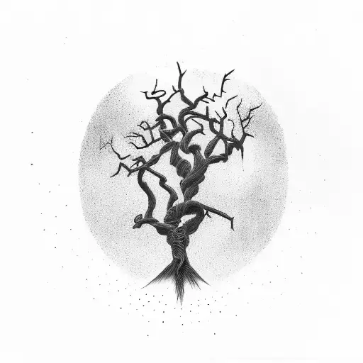 Tall Dead Tree With Roots