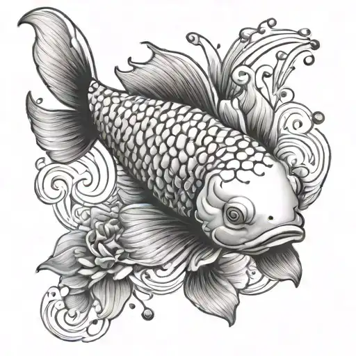 A Tech-inspired Koi Fish Design Incorporating Elements Of Sanrio Characters