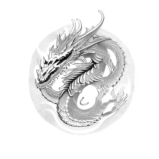 Dragon Guarding Two Crystals