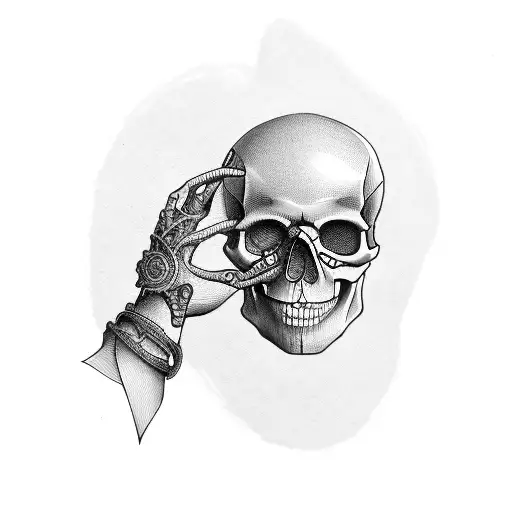 Skull Hand And Real Hand