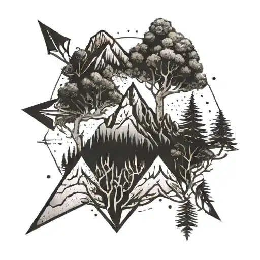 Arrow Tree Mountain Boussole Gloden Ratio