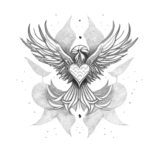 Phoenix With Heart And Clover