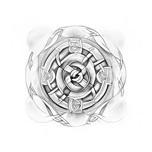 Yin And Yang With Celtic Knotwork Around The Outside