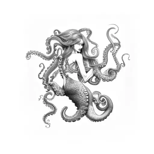 Mermaid With Octopus Tentacles For Hair