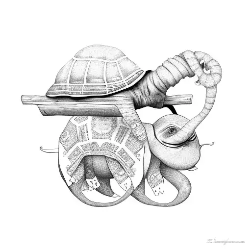 Sloth And Elephant Riding A Turtle