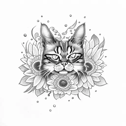 Angry Cat With Flowers