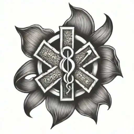 Paramedic Symbol Intertwined With A Ribbon Representing Liver Cancer Awareness