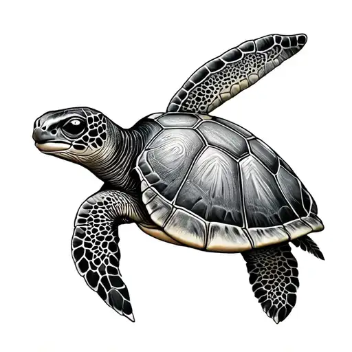 Sea Turtle With Peace Love And Prosperity On Shell