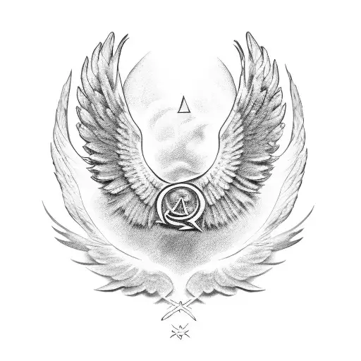 Angel Wings With The Letters Yza Between