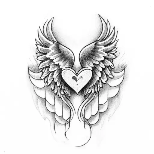 Heart With Angel Wings And The Letter A