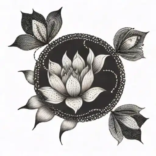 A Stylized Lotus Flower With A Hidden Image Of A Mother And Daughter Embracing In The Design