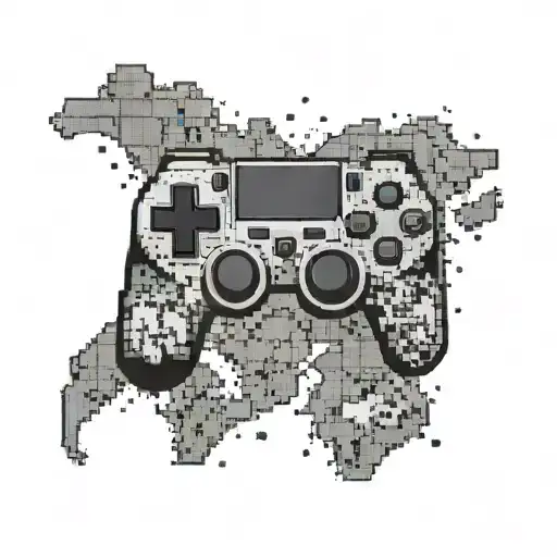 A Pixelated Gaming Controller Intertwined With A World Map